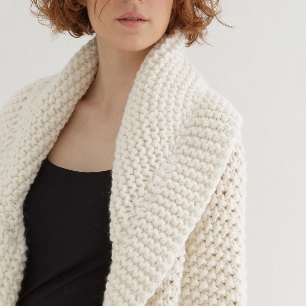Cropped Open-Front Knit Sweater